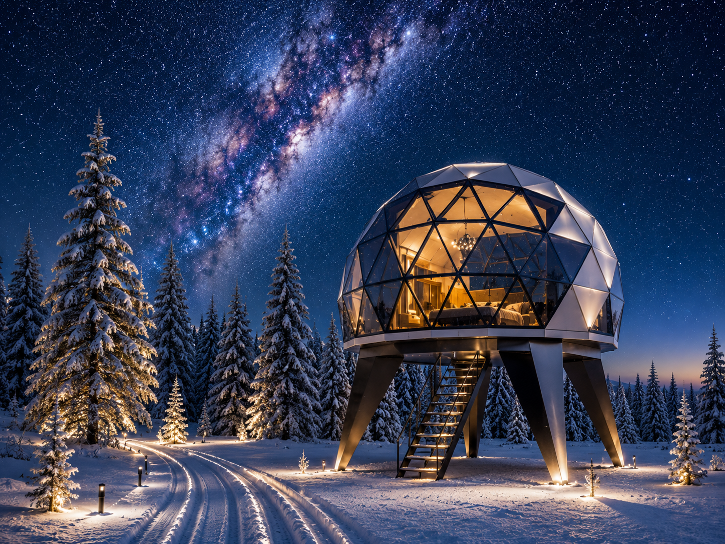 Icy retreat in a scenic mountain landscape.